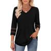 imageXIEERDUO 34 Length Sleeve Womens Tops Dressy Casual Blouses for Women 2025 Trendy V Neck T Shirts Summer ClothesBlack