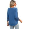 imageXIEERDUO 34 Length Sleeve Womens Tops Dressy Casual Blouses for Women 2025 Trendy V Neck T Shirts Summer ClothesBlue
