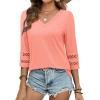 imageXIEERDUO 34 Length Sleeve Womens Tops Dressy Casual Blouses for Women 2025 Trendy V Neck T Shirts Summer ClothesCoral