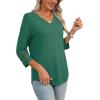 imageXIEERDUO 34 Length Sleeve Womens Tops Dressy Casual Blouses for Women 2025 Trendy V Neck T Shirts Summer ClothesGreen