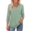imageXIEERDUO 34 Length Sleeve Womens Tops Dressy Casual Blouses for Women 2025 Trendy V Neck T Shirts Summer ClothesLight Green