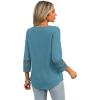 imageXIEERDUO 34 Length Sleeve Womens Tops Dressy Casual Blouses for Women 2025 Trendy V Neck T Shirts Summer ClothesTurquoise