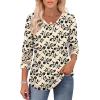 imageXIEERDUO 34 Length Sleeve Womens Tops Dressy Casual Blouses for Women 2025 Trendy V Neck T Shirts Summer ClothesZ Beige Printed