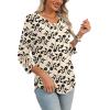 imageXIEERDUO 34 Length Sleeve Womens Tops Dressy Casual Blouses for Women 2025 Trendy V Neck T Shirts Summer ClothesZ Beige Printed
