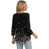 imageXIEERDUO 34 Length Sleeve Womens Tops Dressy Casual Blouses for Women 2025 Trendy V Neck T Shirts Summer ClothesZ Black Printed