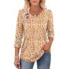 imageXIEERDUO 34 Length Sleeve Womens Tops Dressy Casual Blouses for Women 2025 Trendy V Neck T Shirts Summer ClothesZ Orange Dot