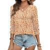 imageXIEERDUO 34 Length Sleeve Womens Tops Dressy Casual Blouses for Women 2025 Trendy V Neck T Shirts Summer ClothesZ Orange Dot