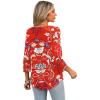 imageXIEERDUO 34 Length Sleeve Womens Tops Dressy Casual Blouses for Women 2025 Trendy V Neck T Shirts Summer ClothesZ Red Printed