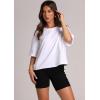 imageXIEERDUO Cotton Tshirts for Women Drop Shoulder Round Neck Oversized Crop Tops Workout Tops TeesA White