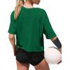 imageXIEERDUO Cotton Tshirts for Women Drop Shoulder Round Neck Oversized Crop Tops Workout Tops TeesGreen