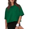 imageXIEERDUO Cotton Tshirts for Women Drop Shoulder Round Neck Oversized Crop Tops Workout Tops TeesGreen