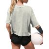 imageXIEERDUO Cotton Tshirts for Women Drop Shoulder Round Neck Oversized Crop Tops Workout Tops TeesGrey
