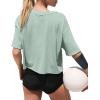 imageXIEERDUO Cotton Tshirts for Women Drop Shoulder Round Neck Oversized Crop Tops Workout Tops TeesSage Green