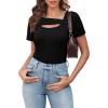 imageXIEERDUO Womens Summer Tops Short Sleeve Shirts for Women Sexy Tops Y2K Shirts One Piece Cutout TopsBlack