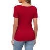imageXIEERDUO Womens Summer Tops Short Sleeve Shirts for Women Sexy Tops Y2K Shirts One Piece Cutout TopsRed