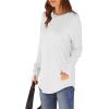 imageXIEERDUO Womens Tunic Tops to Wear with Leggings Long Sleeve Thumb Hole Shirts Crew Neck Curved HemAwhite