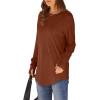 imageXIEERDUO Womens Tunic Tops to Wear with Leggings Long Sleeve Thumb Hole Shirts Crew Neck Curved HemEbrown