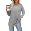 imageXIEERDUO Womens Tunic Tops to Wear with Leggings Long Sleeve Thumb Hole Shirts Crew Neck Curved HemFgrey