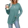 imageXIEERDUO Womens Tunic Tops to Wear with Leggings Long Sleeve Thumb Hole Shirts Crew Neck Curved HemGgreyblue