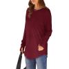 imageXIEERDUO Womens Tunic Tops to Wear with Leggings Long Sleeve Thumb Hole Shirts Crew Neck Curved HemHburgundy