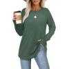 imageXIEERDUO Womens Tunic Tops to Wear with Leggings Long Sleeve Thumb Hole Shirts Crew Neck Curved HemJgreen