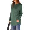 imageXIEERDUO Womens Tunic Tops to Wear with Leggings Long Sleeve Thumb Hole Shirts Crew Neck Curved HemJgreen