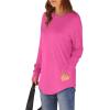 imageXIEERDUO Womens Tunic Tops to Wear with Leggings Long Sleeve Thumb Hole Shirts Crew Neck Curved HemKhotpink