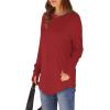 imageXIEERDUO Womens Tunic Tops to Wear with Leggings Long Sleeve Thumb Hole Shirts Crew Neck Curved HemLred