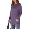imageXIEERDUO Womens Tunic Tops to Wear with Leggings Long Sleeve Thumb Hole Shirts Crew Neck Curved HemMdark Purple