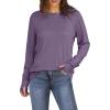 imageXIEERDUO Womens Tunic Tops to Wear with Leggings Long Sleeve Thumb Hole Shirts Crew Neck Curved HemMdark Purple