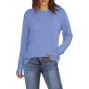 imageXIEERDUO Womens Tunic Tops to Wear with Leggings Long Sleeve Thumb Hole Shirts Crew Neck Curved HemNlight Blue