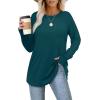 imageXIEERDUO Womens Tunic Tops to Wear with Leggings Long Sleeve Thumb Hole Shirts Crew Neck Curved HemObluegreen