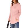 imageXIEERDUO Womens Tunic Tops to Wear with Leggings Long Sleeve Thumb Hole Shirts Crew Neck Curved HemPlightpink