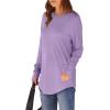 imageXIEERDUO Womens Tunic Tops to Wear with Leggings Long Sleeve Thumb Hole Shirts Crew Neck Curved HemQpurple