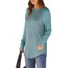 imageXIEERDUO Womens Tunic Tops to Wear with Leggings Long Sleeve Thumb Hole Shirts Crew Neck Curved HemRbluegreencolorblock
