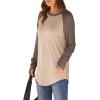 imageXIEERDUO Womens Tunic Tops to Wear with Leggings Long Sleeve Thumb Hole Shirts Crew Neck Curved HemRcoffeekhakicolorblock