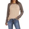 imageXIEERDUO Womens Tunic Tops to Wear with Leggings Long Sleeve Thumb Hole Shirts Crew Neck Curved HemRcoffeekhakicolorblock