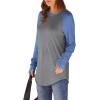 imageXIEERDUO Womens Tunic Tops to Wear with Leggings Long Sleeve Thumb Hole Shirts Crew Neck Curved HemRgreybluecolorblock