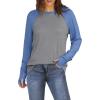 imageXIEERDUO Womens Tunic Tops to Wear with Leggings Long Sleeve Thumb Hole Shirts Crew Neck Curved HemRgreybluecolorblock