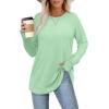imageXIEERDUO Womens Tunic Tops to Wear with Leggings Long Sleeve Thumb Hole Shirts Crew Neck Curved HemRlightgreen