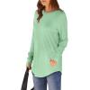 imageXIEERDUO Womens Tunic Tops to Wear with Leggings Long Sleeve Thumb Hole Shirts Crew Neck Curved HemRlightgreen