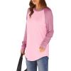 imageXIEERDUO Womens Tunic Tops to Wear with Leggings Long Sleeve Thumb Hole Shirts Crew Neck Curved HemRpinkcolorblock