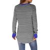 imageXIEERDUO Womens Tunic Tops to Wear with Leggings Long Sleeve Thumb Hole Shirts Crew Neck Curved HemStripe Black White