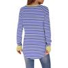 imageXIEERDUO Womens Tunic Tops to Wear with Leggings Long Sleeve Thumb Hole Shirts Crew Neck Curved HemStripe Blue White