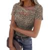 imageXIEERDUO Womens Summer Tops Short Sleeve Shirts for Women Sexy Tops Y2K Shirts One Piece Cutout TopsLeopard Print