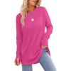imageXIEERDUO Womens Tunic Tops to Wear with Leggings Long Sleeve Thumb Hole Shirts Crew Neck Curved HemKhotpink