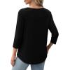 imageXIEERDUO 34 Length Sleeve Tops for Women 2025 Crewneck Casual Pleated Tunic Tops Loose Fit Shirts BlousesAblack