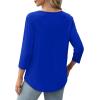 imageXIEERDUO 34 Length Sleeve Tops for Women 2025 Crewneck Casual Pleated Tunic Tops Loose Fit Shirts BlousesAblue