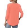 imageXIEERDUO 34 Length Sleeve Tops for Women 2025 Crewneck Casual Pleated Tunic Tops Loose Fit Shirts BlousesAcoral