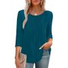 imageXIEERDUO 34 Length Sleeve Tops for Women 2025 Crewneck Casual Pleated Tunic Tops Loose Fit Shirts BlousesAdeep Orchid